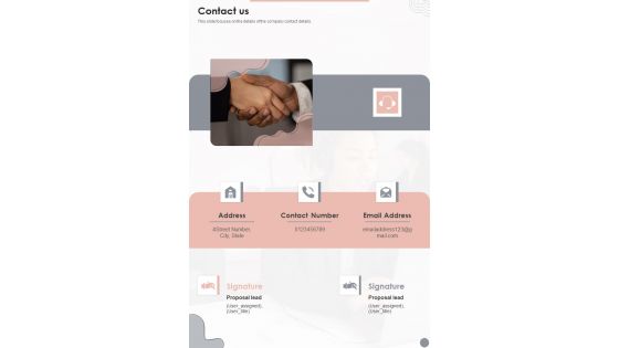 Customer Support Centre Proposal Contact Us One Pager Sample Example Document Customer Support Centre Proposal Contact Us One Pager Sample Example Document