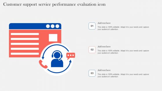 Customer Support Service Performance Evaluation Icon Inspiration PDF