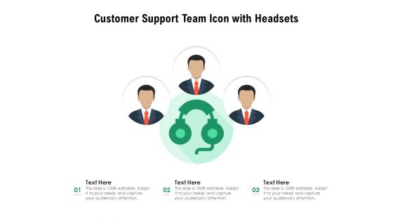 Customer Support Team Icon With Headsets Ppt PowerPoint Presentation Model Structure PDF