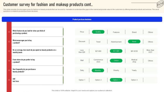 Customer Survey For Fashion And Makeup Products Survey SS