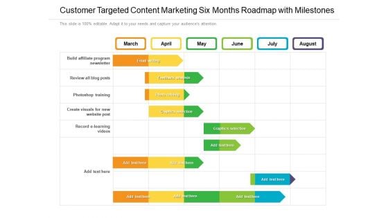 Customer Targeted Content Marketing Six Months Roadmap With Milestones Professional Customer Targeted Content Marketing Six Months Roadmap With Milestones Professional