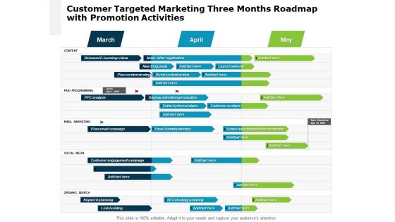 Customer Targeted Marketing Three Months Roadmap With Promotion Activities Portrait