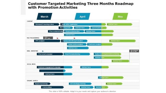 Customer Targeted Marketing Three Months Roadmap With Promotion Activities Portrait