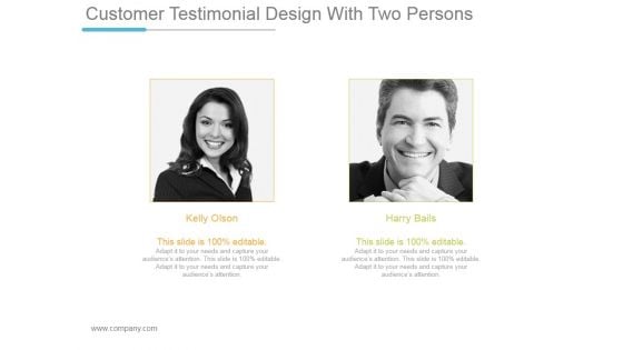 Customer Testimonial Design With Two Persons Ppt PowerPoint Presentation Deck