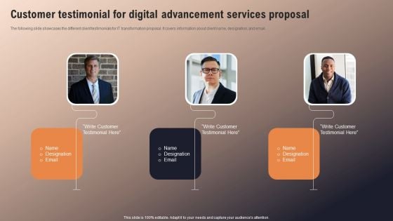 Customer Testimonial For Digital Advancement Services Proposal Brochure PDF