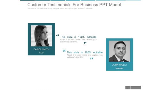 Customer Testimonials For Business Ppt PowerPoint Presentation Tips