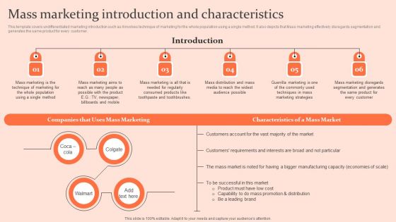 Customised Advertising Strategies Mass Marketing Introduction And Characteristics Infographics PDF Customised Advertising Strategies Mass Marketing Introduction And Characteristics Infographics PDF