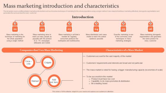 Customised Advertising Strategies Mass Marketing Introduction And Characteristics Infographics PDF