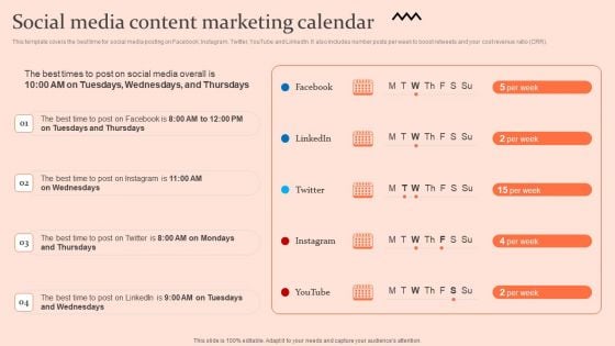 Customised Advertising Strategies Social Media Content Marketing Calendar Mockup PDF