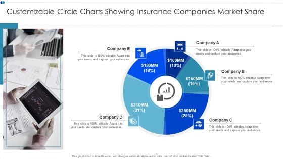 Customizable Circle Charts Showing Insurance Companies Market Share Structure PDF