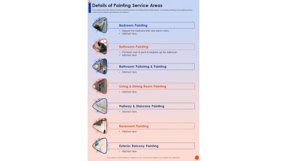 Customized Painting Service Details Of Painting Service Areas One Pager Sample Example Document Customized Painting Service Details Of Painting Service Areas One Pager Sample Example Document
