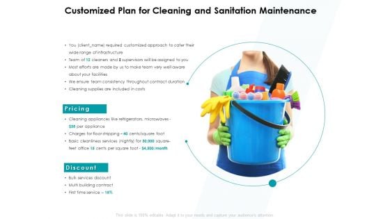 Customized Plan For Cleaning And Sanitation Maintenance Discount Ppt PowerPoint Presentation Styles Icon
