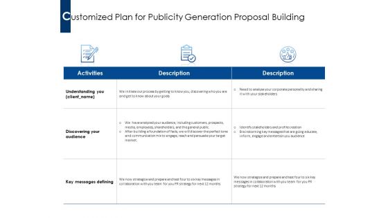 Customized Plan For Publicity Generation Proposal Building Ppt PowerPoint Presentation Infographic Template Portrait