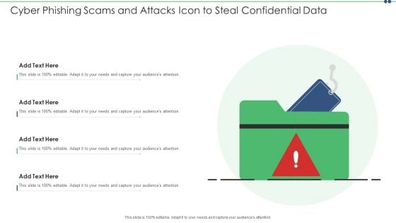 Cyber Phishing Scams And Attacks Icon To Steal Confidential Data Elements PDF