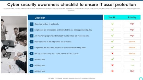 Cyber Security Awareness Checklist To Ensure IT Asset Protection Microsoft PDF