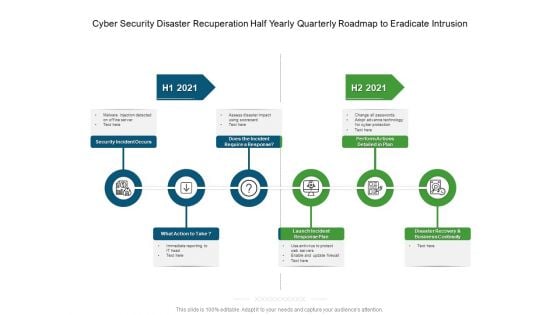 Cyber Security Disaster Recuperation Half Yearly Quarterly Roadmap To Eradicate Intrusion Graphics