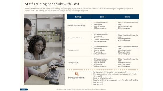 Cyber Security For Your Organization Staff Training Schedule With Cost Ppt Visual Aids Slides PDF