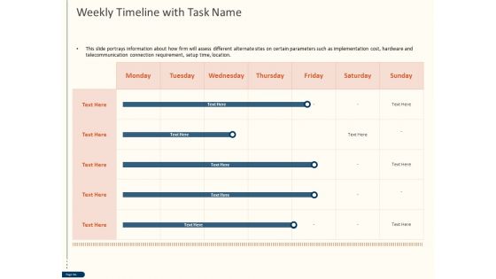 Cyber Security For Your Organization Weekly Timeline With Task Name Ppt Outline Ideas PDF