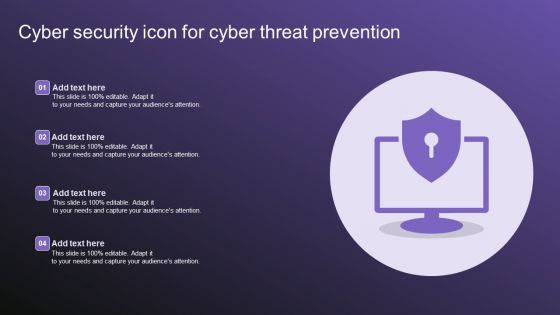 Cyber Security Icon For Cyber Threat Prevention Information PDF