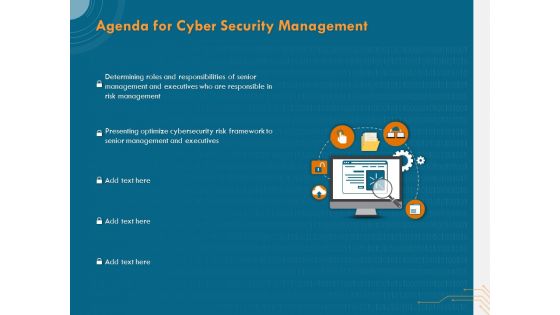 Cyber Security Implementation Framework Agenda For Cyber Security Management Ppt PowerPoint Presentation Gallery Ideas PDF