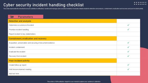 Cyber Security Incident Handling Checklist Information PDF