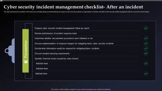 Cyber Security Incident Management Checklist After An Incident Designs PDF