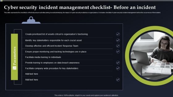 Cyber Security Incident Management Checklist Before An Incident Themes PDF