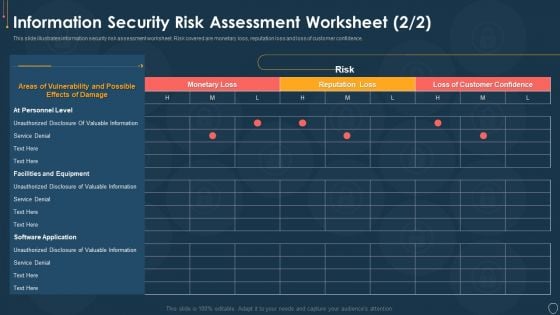 Cyber Security Risk Management Plan Information Security Risk Assessment Worksheet Service Graphics PDF