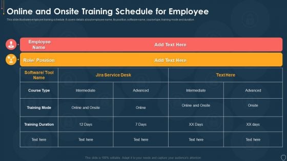 Cyber Security Risk Management Plan Online And Onsite Training Schedule For Employee Elements PDF