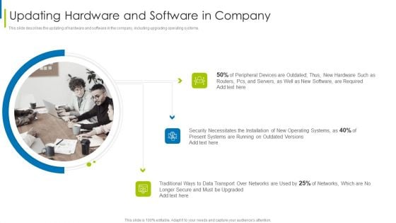 Cyber Terrorism Assault Updating Hardware And Software In Company Infographics PDF