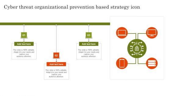 Cyber Threat Organizational Prevention Based Strategy Icon Graphics PDF