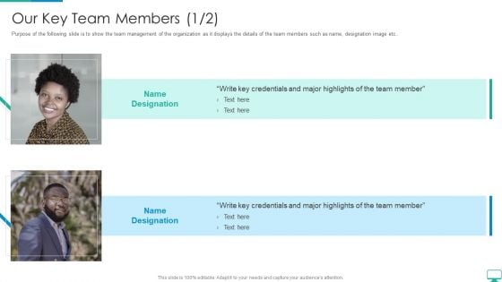 Cyberspace Simulation Platform Fundraising Elevator Our Key Team Members Designation Structure PDF