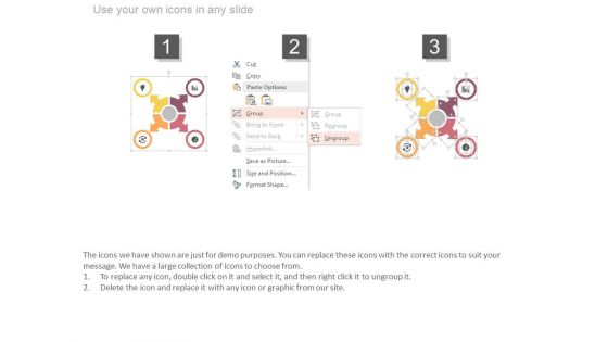 Cycle Of Four Business Steps With Icons Powerpoint Template