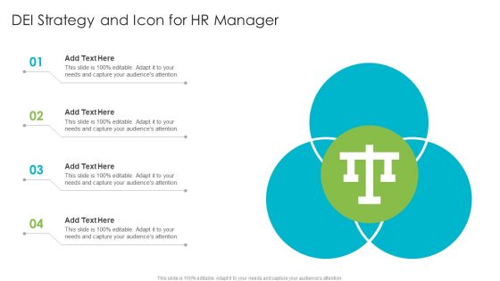 DEI Strategy And Icon For HR Manager Demonstration PDF