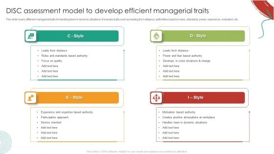 DISC Assessment Model To Develop Efficient Managerial Traits Summary PDF