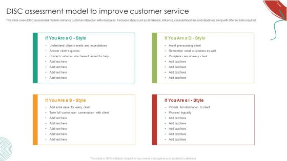 DISC Assessment Model To Improve Customer Service Portrait PDF