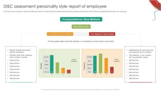 DISC Assessment Personality Style Report Of Employee Sample PDF