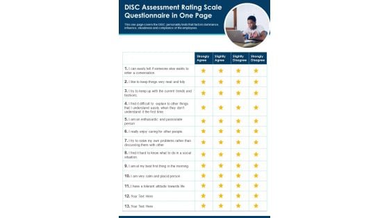 DISC Assessment Rating Scale Questionnaire In One Page PDF Document PPT Template DISC Assessment Rating Scale Questionnaire In One Page PDF Document PPT Template