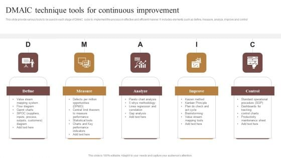 DMAIC Technique Tools For Continuous Improvement Mockup PDF