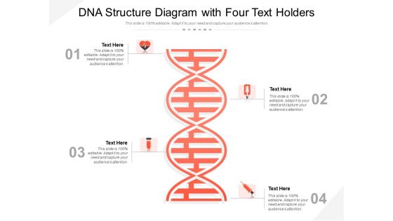 DNA Structure Diagram With Four Text Holders Ppt PowerPoint Presentation Ideas Show PDF