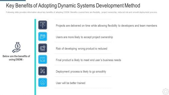 DSDM IT Key Benefits Of Adopting Dynamic Systems Development Method Icons PDF