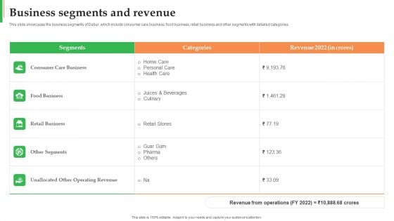 Dabur Business Profile Business Segments And Revenue Sample PDF