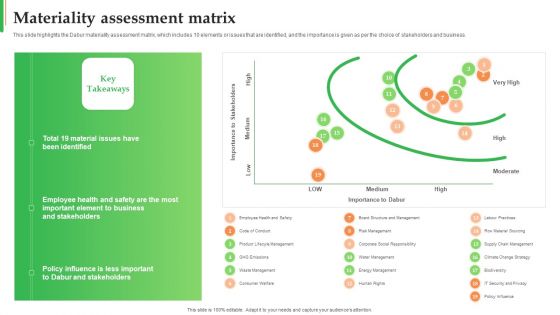 Dabur Business Profile Materiality Assessment Matrix Ppt Icon Ideas PDF