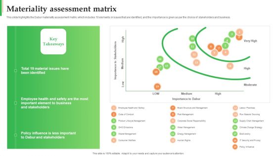 Dabur Business Profile Materiality Assessment Matrix Ppt Icon Ideas PDF