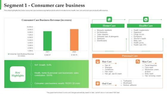 Dabur Business Profile Segment 1 Consumer Care Business Ppt Infographics Portfolio PDF