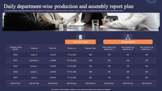 Daily Department Wise Production And Assembly Report Plan Brochure PDF Daily Department Wise Production And Assembly Report Plan Brochure PDF
