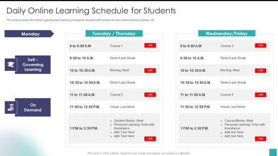Daily Online Learning Schedule For Students Download PDF