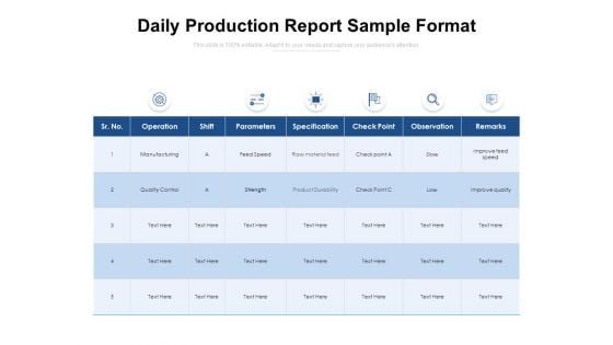 Daily Production Report Sample Format Ppt PowerPoint Presentation File Background Designs PDF