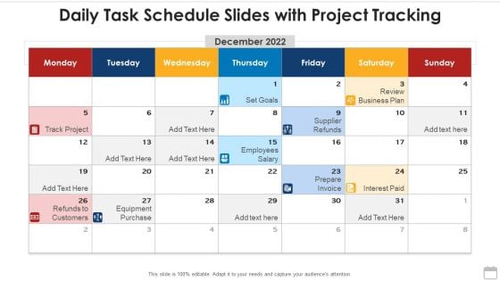 Daily Task Schedule Slides With Project Tracking Brochure PDF