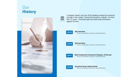 Damage Security Insurance Proposal Our History Ppt Professional Ideas PDF Damage Security Insurance Proposal Our History Ppt Professional Ideas PDF